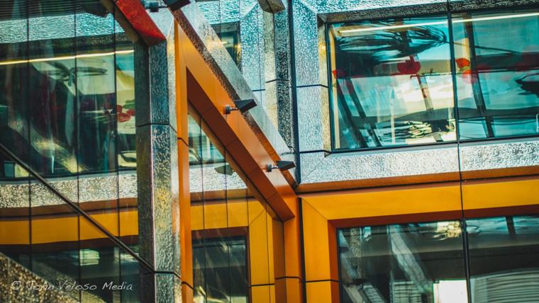 Glass and steel building facade