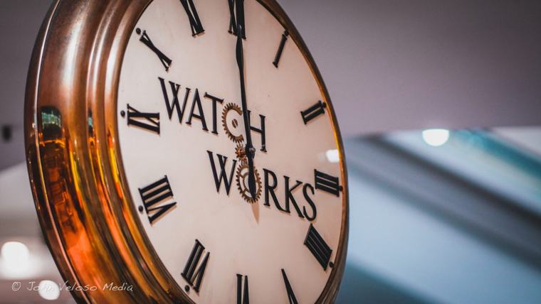 Close-up of an old Watch Works clock face